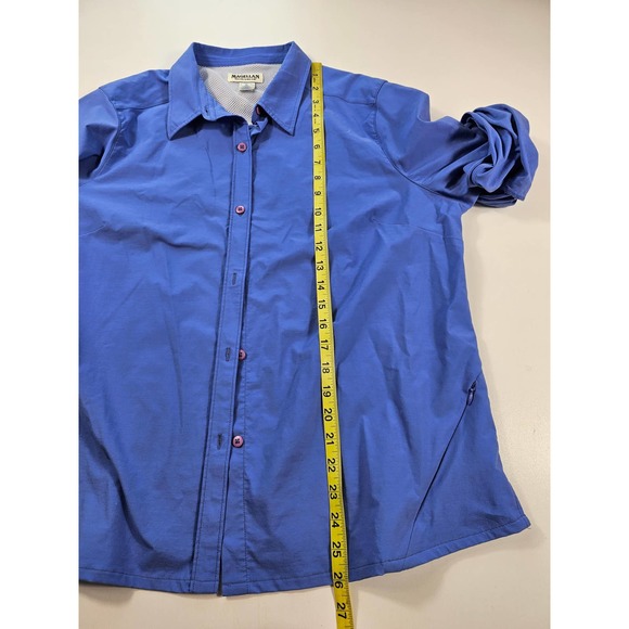 Magellan women roll tab sleeve fishing outdoor blue button up XL ^* - Picture 7 of 7